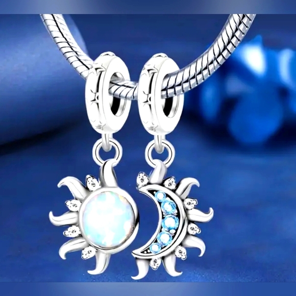 Silver Sun and Moon Charms - Picture 1 of 7